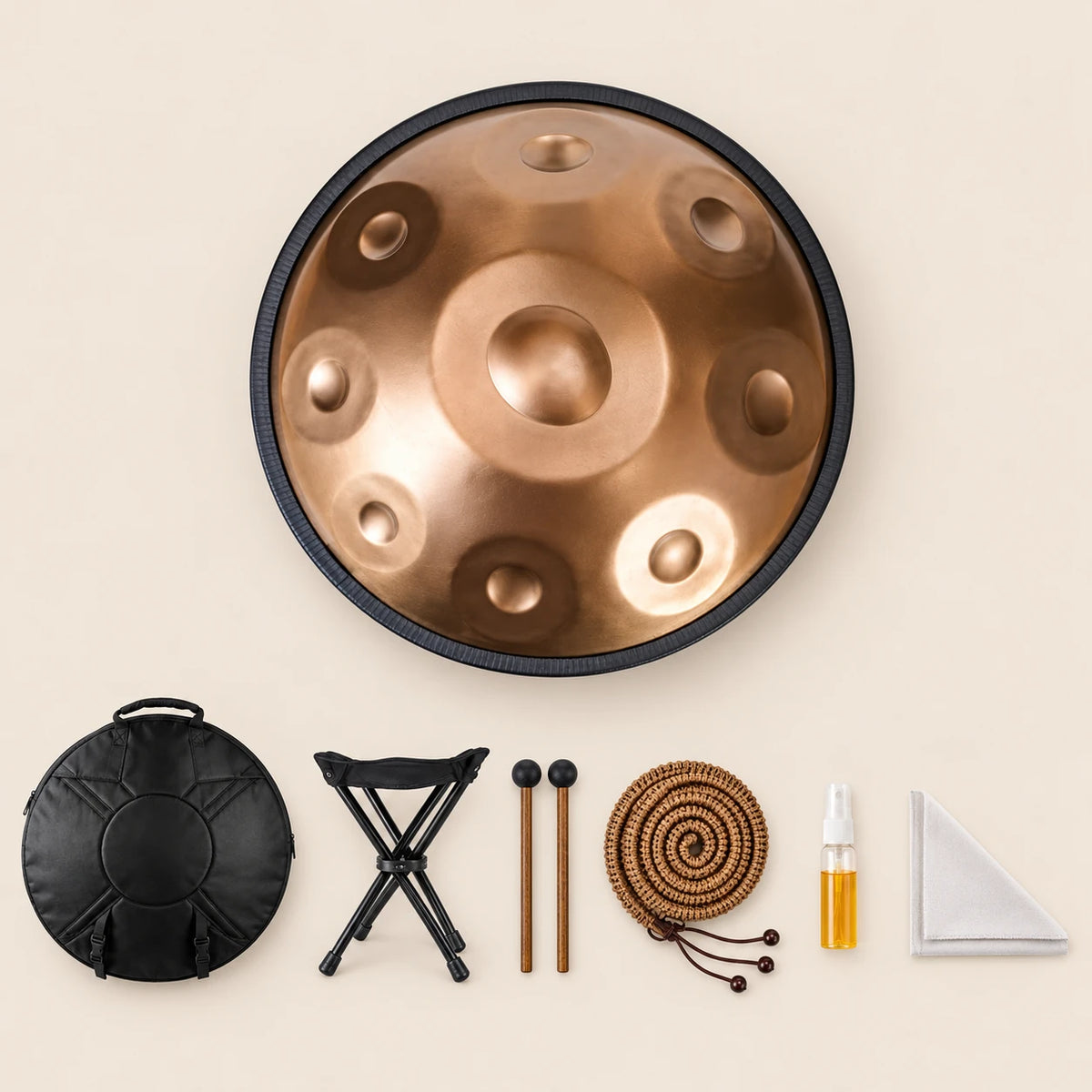 Mini handpan 18 pouces 9 notes, contenu du colis
