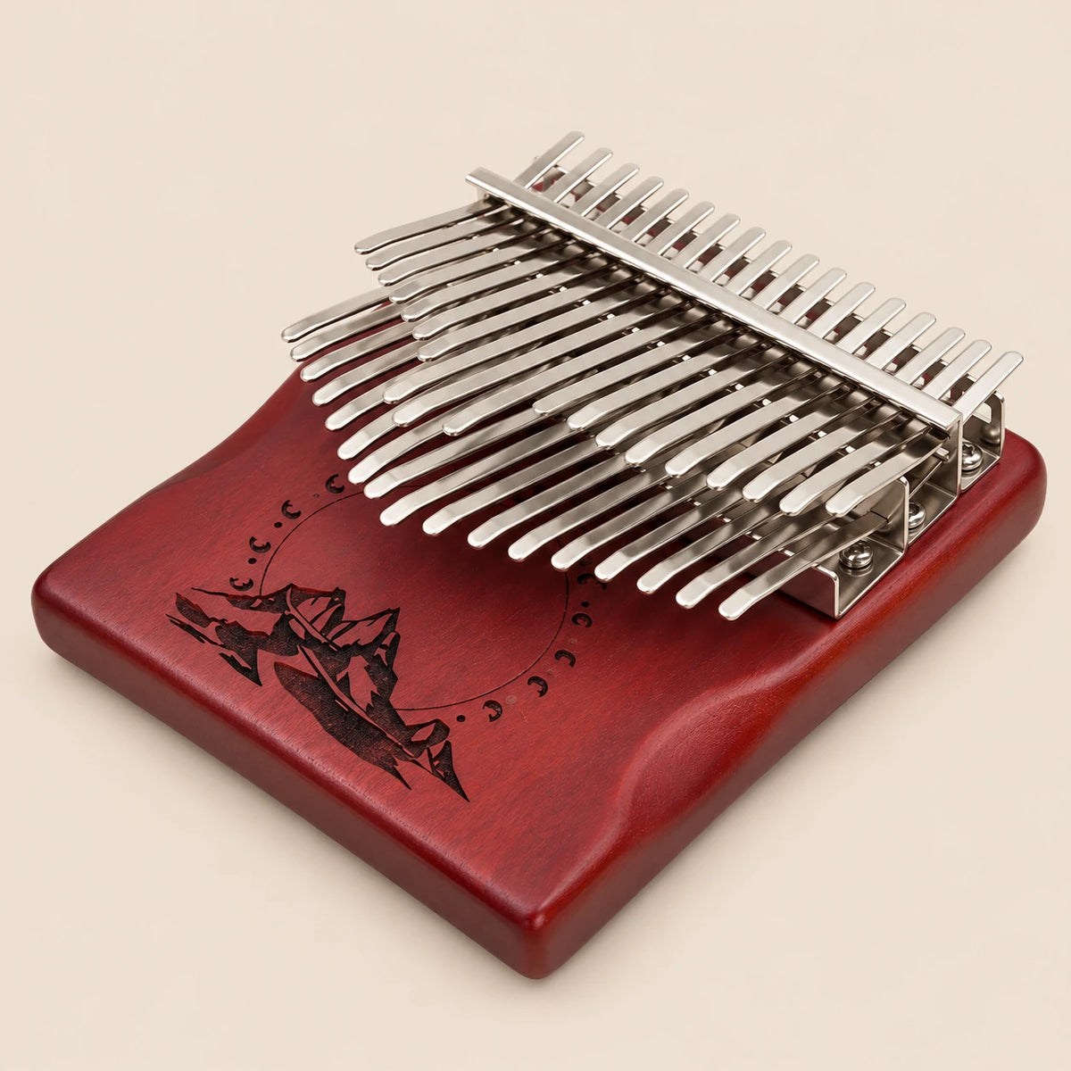 Kalimba 34 lames, caisse en bois et lames argentées