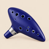 Ocarina 12 trous en céramique bleue