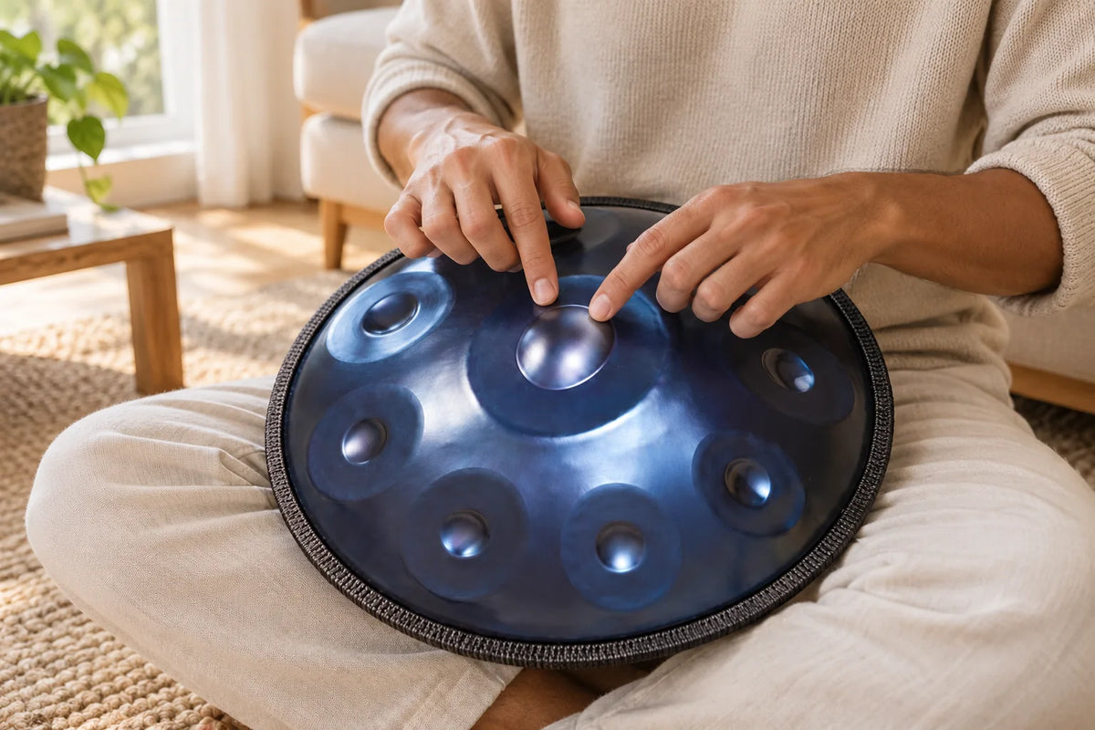 Mini handpan 9 notes en sol, 18 pouces : étape 2, frappez la note du centre